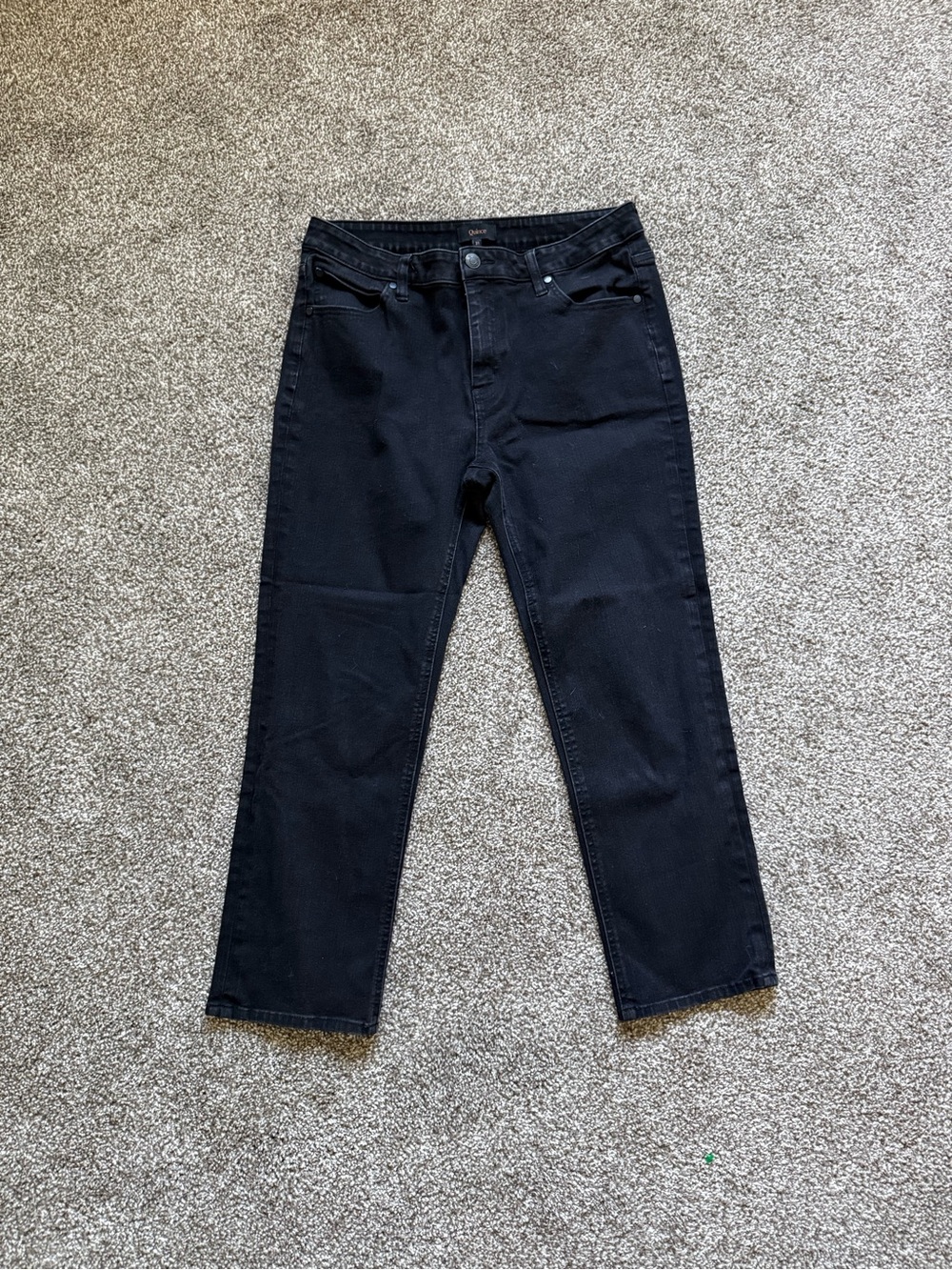 Quince Mid-Rise Slim Straight Black Jeans